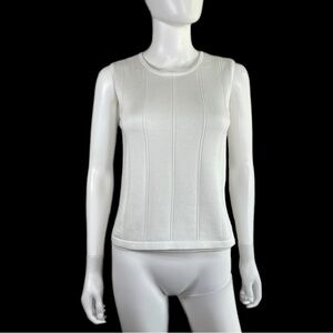 Talbots Sleeveless White  Ribbed Tank Sweater